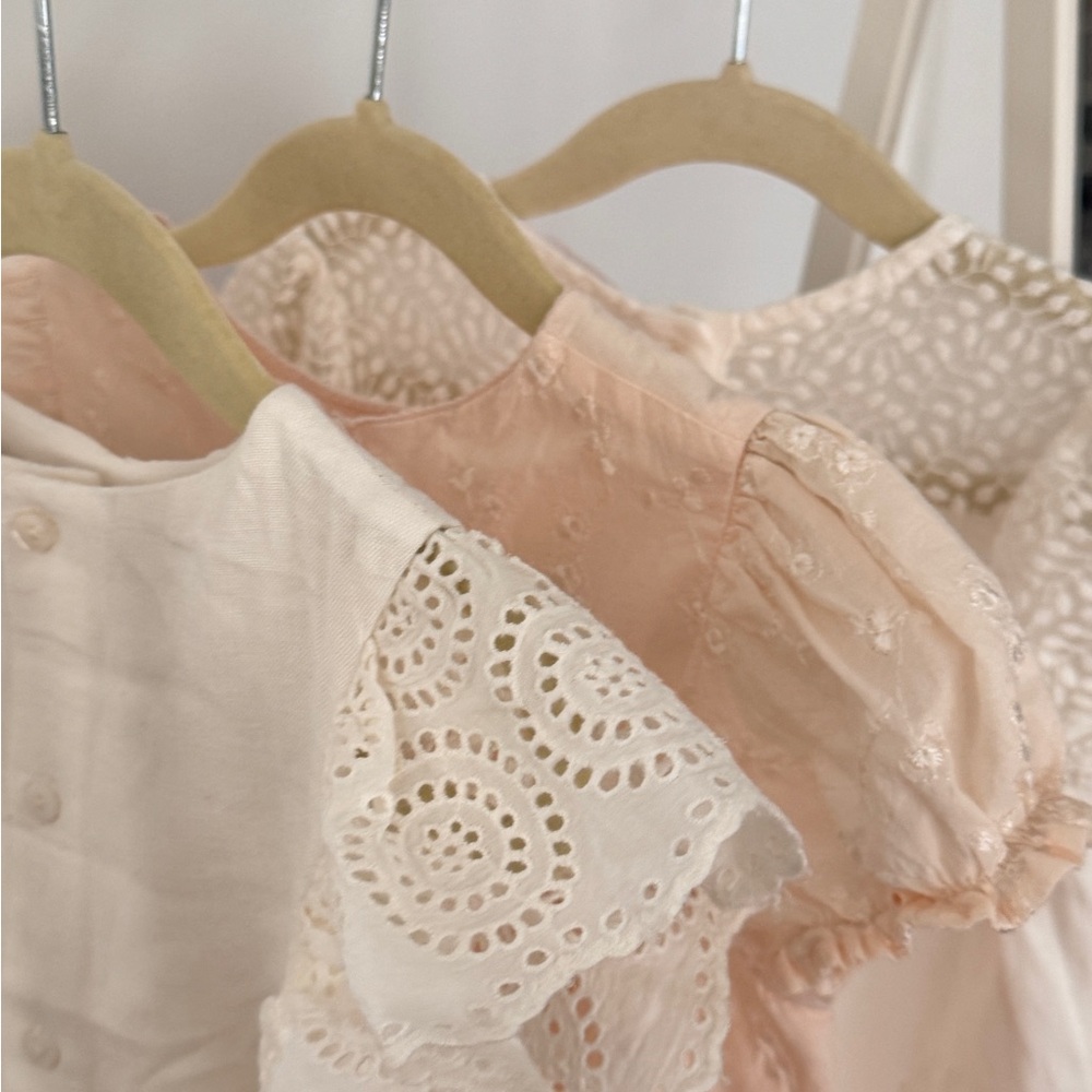 Zara Girls Pink and Cream Embroidered Dresses - Picture 3 of 16